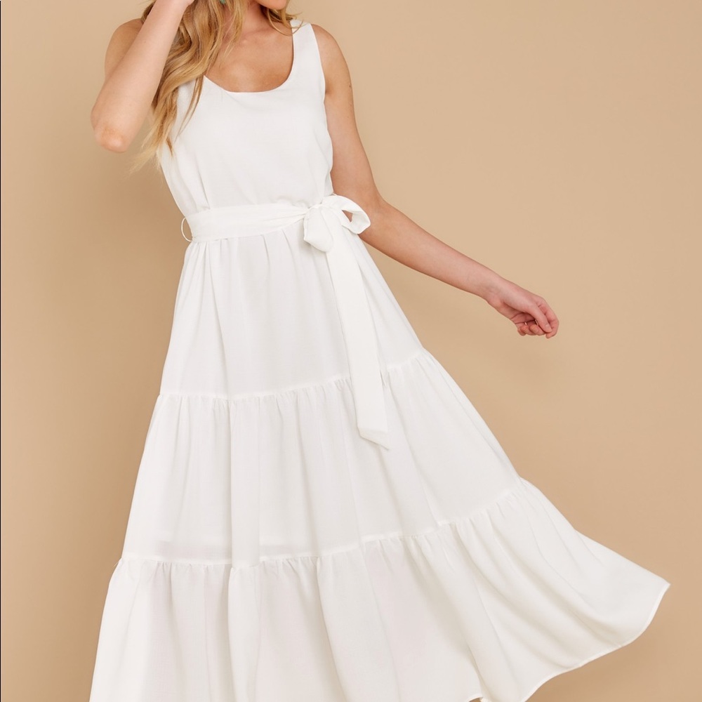 Red Dress Leap of Faith White Maxi Dress